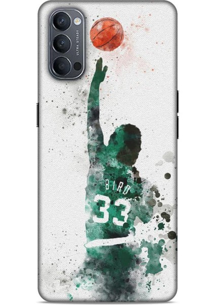 Oppo Reno 4 Kılıf Basketbolcular 28 Bird 33 Beyaz Yeşil Iz Bırakmayan Kılıf