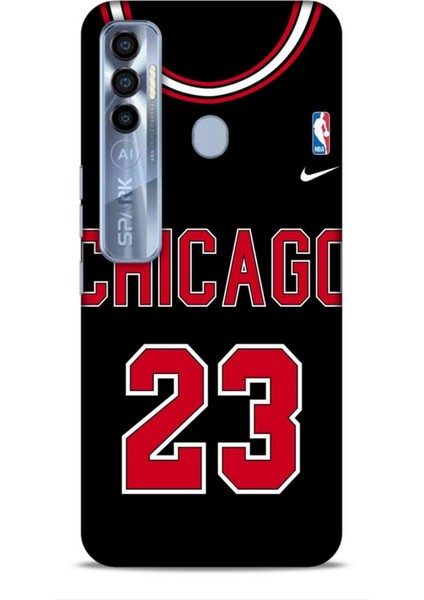 Tecno Spark 7 Pro Kılıf Basketbolcular 1 Chicago 23 Siyah Telefon Kılıfı