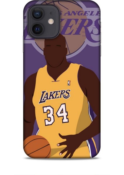 Apple iPhone 12 Kılıf Basketbolcular 24 Lakers Kahverengi Darbe Emici Kılıf