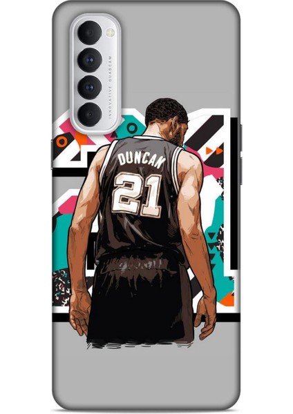 Oppo Reno 4 Pro Kılıf Basketbolcular 27 Duncan 21 Gri Lazer Kesim Silikon