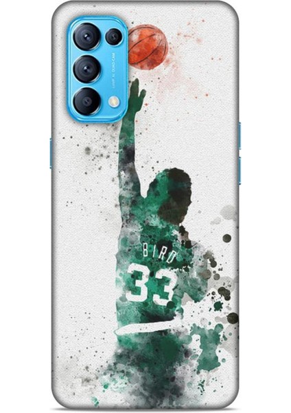 Oppo Reno 5 Kılıf Basketbolcular 28 Bird 33 Beyaz Yeşil Iz Bırakmayan Kılıf
