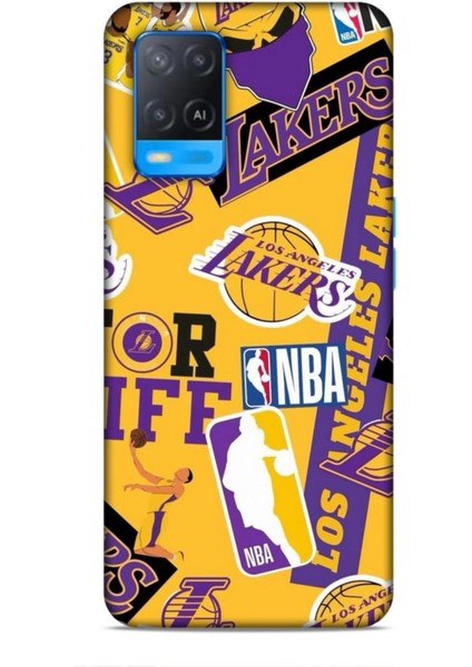 Oppo A54 Kılıf Basketbolcular 11 Sarı Mor Los Angeles 4K Baskılı Kılıf