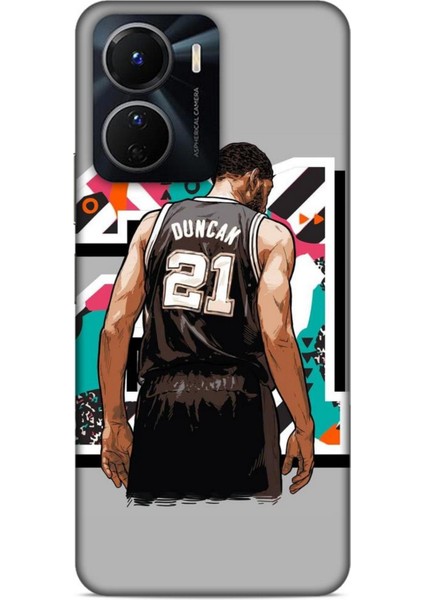 Vivo Y16 Kılıf Basketbolcular 27 Duncan 21 Gri Lazer Kesim Silikon