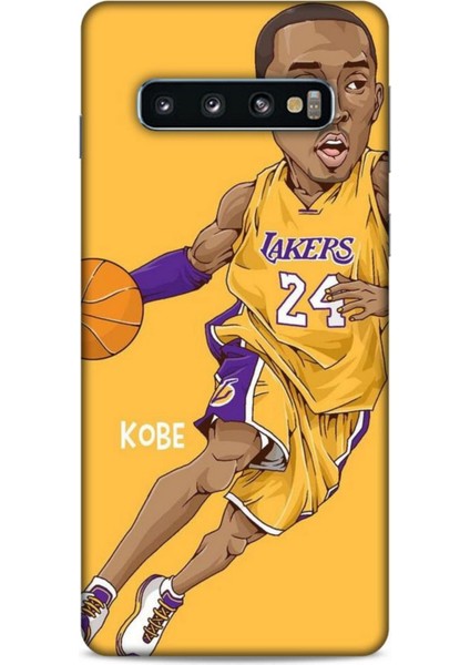 Samsung Galaxy S10 Kılıf Basketbolcular 10 Laker 24 Mor Sarı Full Hd Kılıf