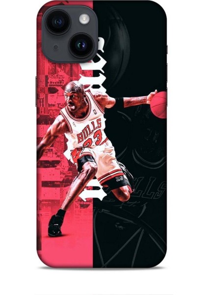 Apple iPhone 14 Kılıf Basketbolcular 5 Jordan Bulls Beyaz Koruma Kılıfı