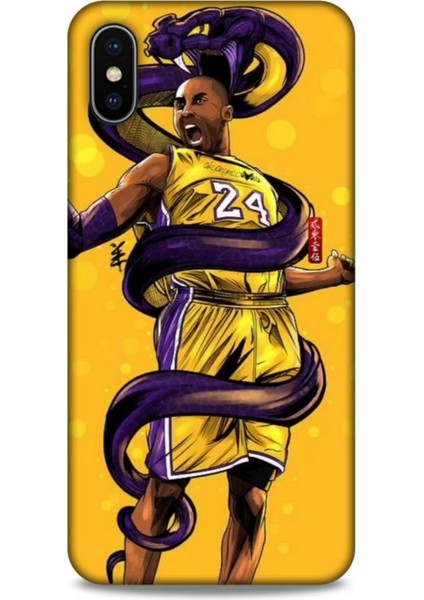 Apple iPhone Xs Max Kılıf Basketbolcular 6 Kobe 24 Sarı Koruyucu Kapak