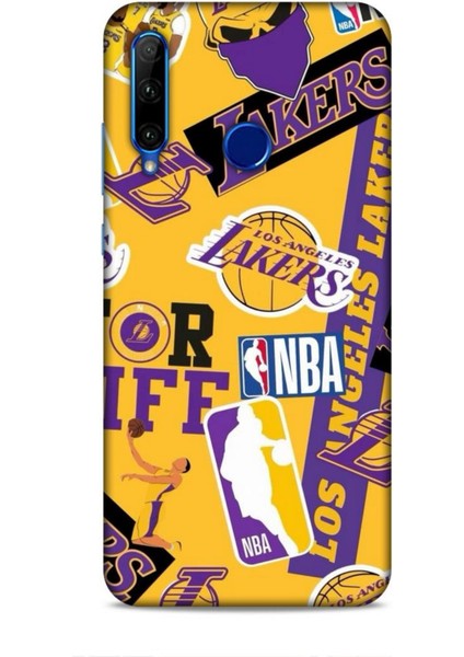 Honor 20 Lite Kılıf Basketbolcular 11 Sarı Mor Los Angeles 4K Baskılı Kılıf
