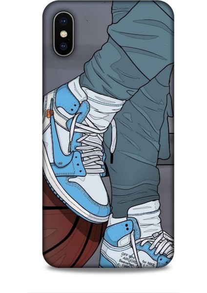 Apple iPhone Xs Max Kılıf Basketbolcular 3 Ayakkabı Mavi Arka Kapak