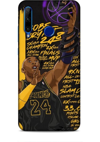 Honor 20 Lite Kılıf Basketbolcular 7 Kobe 24 Siyah Sarı Desenli Kılıf