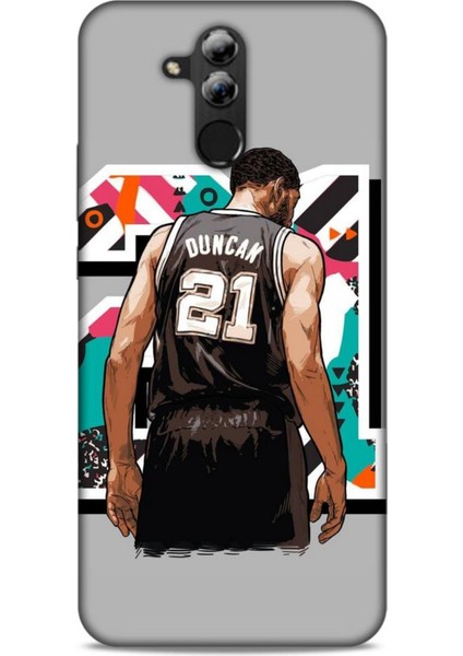 Huawei Mate 20 Lite Kılıf Basketbolcular 27 Duncan 21 Gri Lazer Kesim Silikon