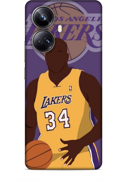 Realme 10 Pro Plus Kılıf Basketbolcular 24 Lakers Kahverengi Darbe Emici Kılıf