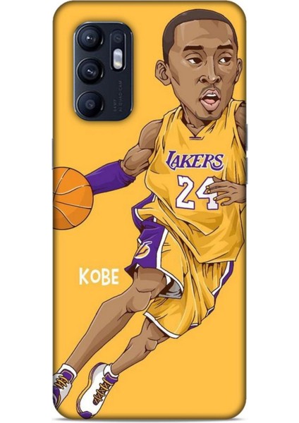 Oppo Reno 6 Kılıf Basketbolcular 10 Laker 24 Mor Sarı Full Hd Kılıf