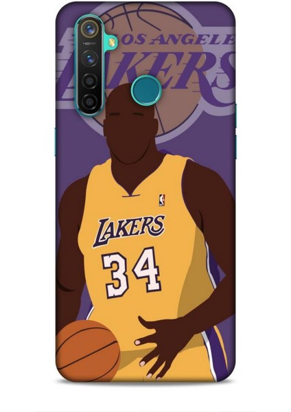 Realme 5 Pro Kılıf Basketbolcular 24 Lakers Kahverengi Darbe Emici Kılıf