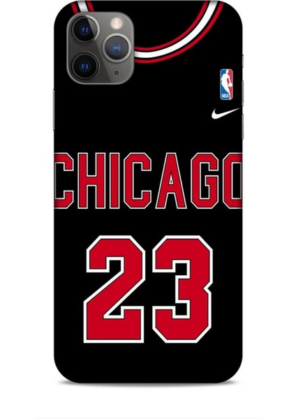 Apple iPhone 11 Pro Max Kılıf Basketbolcular 1 Chicago 23 Siyah Telefon Kılıfı