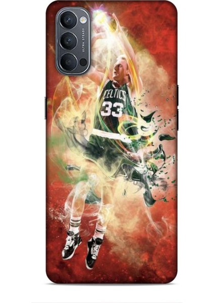 Oppo Reno 4 Kılıf Basketbolcular 29 Larry Joe Bird Turuncu Leke Tutmaz Kapak