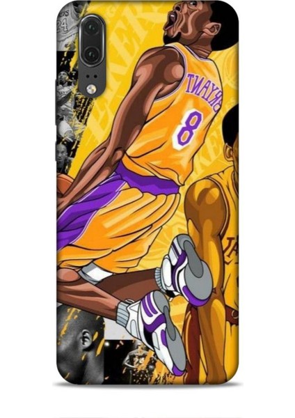 Huawei P20 Kılıf Basketbolcular 8 Bryant 8 Sarı Baskılı Kılıf