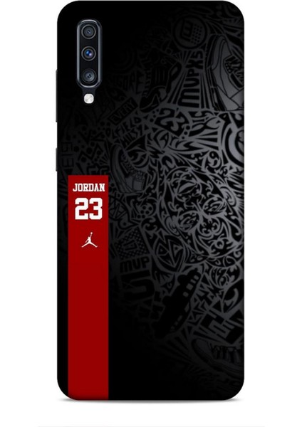 Samsung Galaxy A70S Kılıf Basketbolcular 4 Jordan 23 Siyah Kırmızı Silikon Kılıf