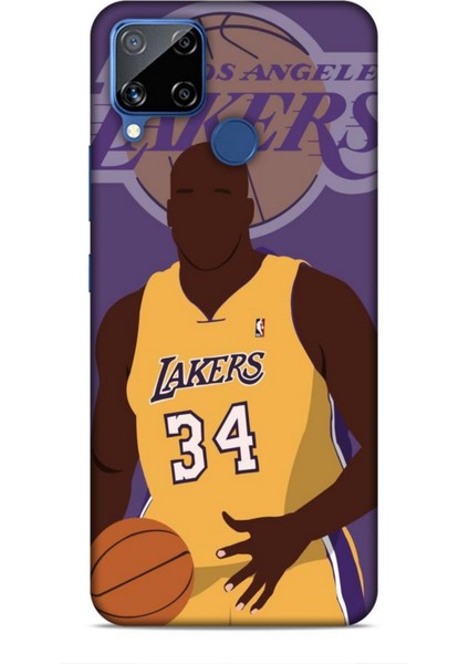 Realme C15 Kılıf Basketbolcular 24 Lakers Kahverengi Darbe Emici Kılıf