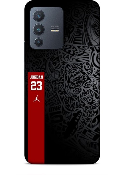 Vivo V23 5g Kılıf Basketbolcular 4 Jordan 23 Siyah Kırmızı Silikon Kılıf