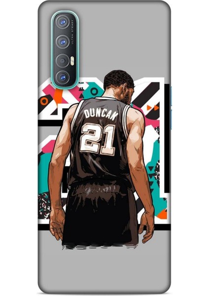 Oppo Reno 3 Pro Kılıf Basketbolcular 27 Duncan 21 Gri Lazer Kesim Silikon