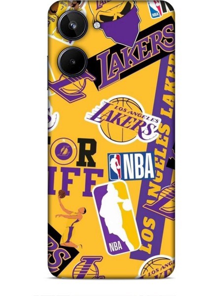 Realme 10 Kılıf Basketbolcular 11 Sarı Mor Los Angeles 4K Baskılı Kılıf