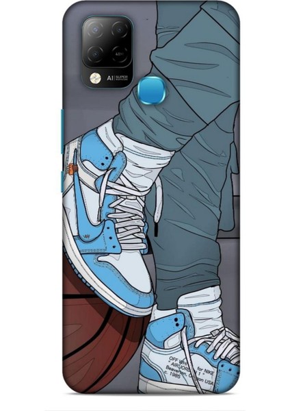 Infinix Hot 10T Kılıf Basketbolcular 3 Ayakkabı Mavi Arka Kapak