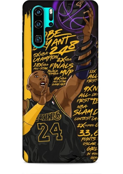 Huawei P30 Pro Kılıf Basketbolcular 7 Kobe 24 Siyah Sarı Desenli Kılıf