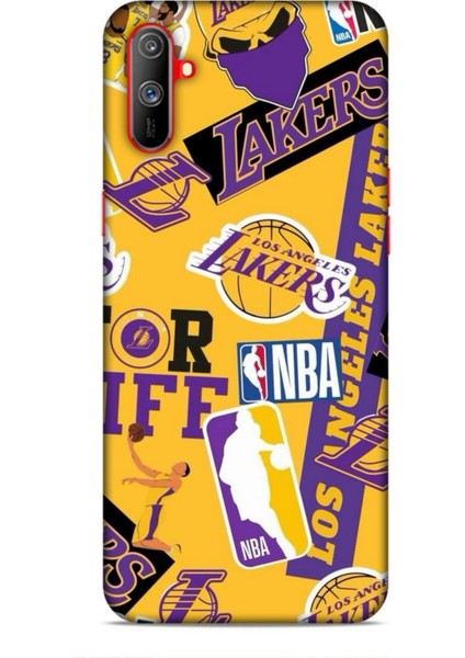 Realme C3 Kılıf Basketbolcular 11 Sarı Mor Los Angeles 4K Baskılı Kılıf