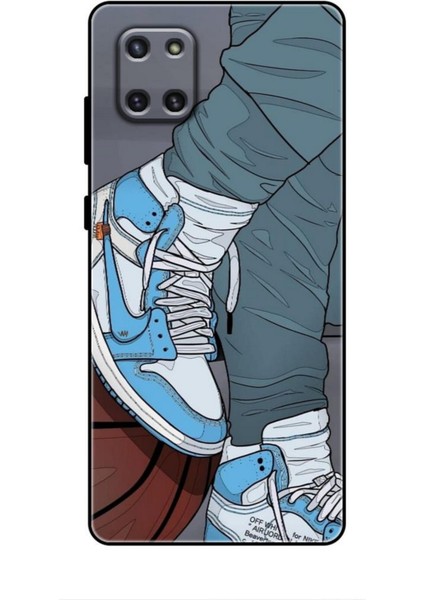 Samsung Galaxy A81 Kılıf Basketbolcular 3 Ayakkabı Mavi Arka Kapak