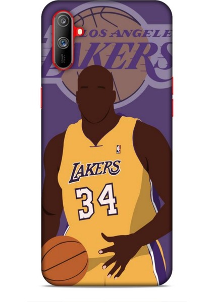 Realme C3 Kılıf Basketbolcular 24 Lakers Kahverengi Darbe Emici Kılıf