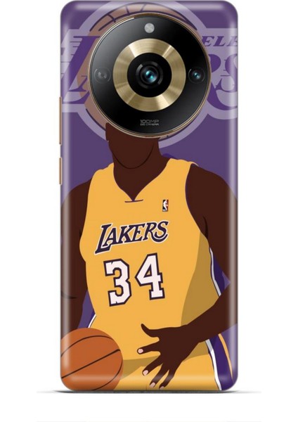 Realme 11 Pro Plus Kılıf Basketbolcular 24 Lakers Kahverengi Darbe Emici Kılıf