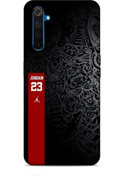 Realme 6 Kılıf Basketbolcular 4 Jordan 23 Siyah Kırmızı Silikon Kılıf