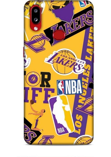 Samsung Galaxy A10S Kılıf Basketbolcular 11 Sarı Mor Los Angeles 4K Baskılı Kılıf