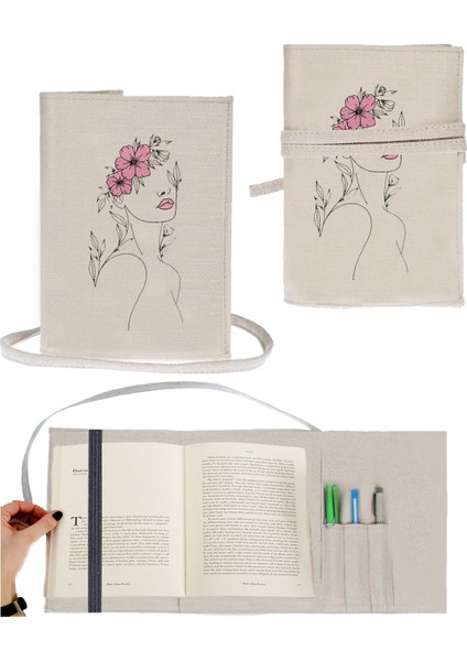 Sister Home Design Flower Women Nakışlı Kitap - Tablet - Ebook Çantası / Kılıfı