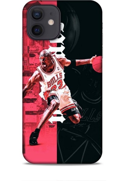 Apple iPhone 12 Kılıf Basketbolcular 5 Jordan Bulls Beyaz Koruma Kılıfı