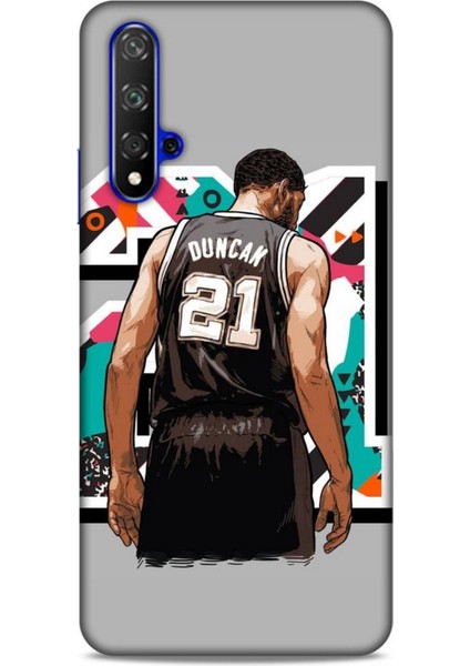 Honor 20 Kılıf Basketbolcular 27 Duncan 21 Gri Lazer Kesim Silikon