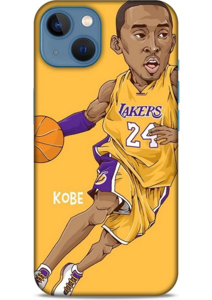 Apple iPhone 13 Kılıf Basketbolcular 10 Laker 24 Mor Sarı Full Hd Kılıf