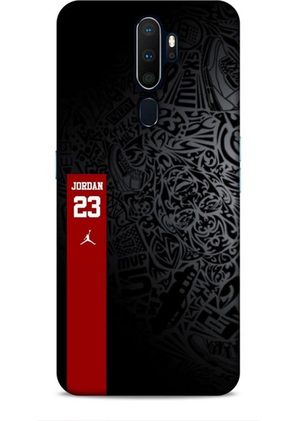 Oppo A5 2020 Kılıf Basketbolcular 4 Jordan 23 Siyah Kırmızı Silikon Kılıf