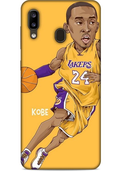 Samsung Galaxy A20 Kılıf Basketbolcular 10 Laker 24 Mor Sarı Full Hd Kılıf