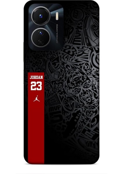 Vivo Y16 Kılıf Basketbolcular 4 Jordan 23 Siyah Kırmızı Silikon Kılıf