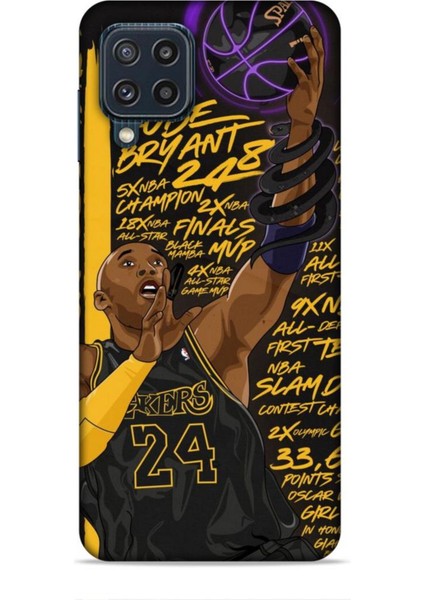 Samsung Galaxy M32 Kılıf Basketbolcular 7 Kobe 24 Siyah Sarı Desenli Kılıf
