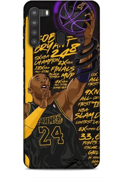 Samsung Galaxy A21 Kılıf Basketbolcular 7 Kobe 24 Siyah Sarı Desenli Kılıf