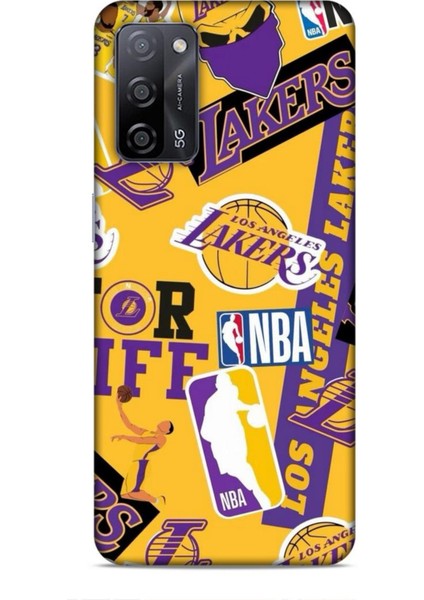 Oppo A55 5g Kılıf Basketbolcular 11 Sarı Mor Los Angeles 4K Baskılı Kılıf