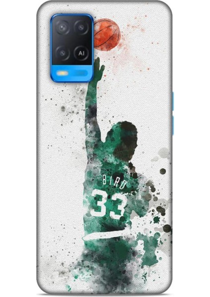 Oppo A54 Kılıf Basketbolcular 28 Bird 33 Beyaz Yeşil Iz Bırakmayan Kılıf