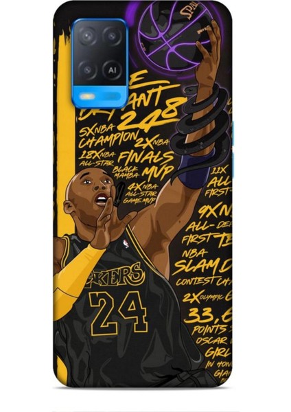 Oppo A54 Kılıf Basketbolcular 7 Kobe 24 Siyah Sarı Desenli Kılıf