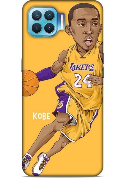 Oppo Reno 4 Lite Kılıf Basketbolcular 10 Laker 24 Mor Sarı Full Hd Kılıf