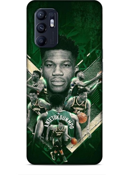 Oppo Reno 6 Kılıf Basketbolcular 15 Antetokounmpo Kalın Silikon