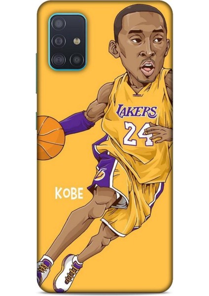 Samsung Galaxy A51 Kılıf Basketbolcular 10 Laker 24 Mor Sarı Full Hd Kılıf