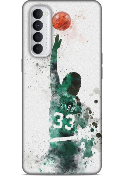Oppo Reno 4 Pro Kılıf Basketbolcular 28 Bird 33 Beyaz Yeşil Iz Bırakmayan Kılıf