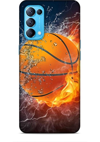 Oppo Reno 5 Kılıf Basketbolcular 30 Basketbol Topu Kenarları Şeffaf Kapak